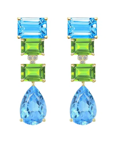 Kai Fine Jewelry 14k 17.03 Ct. Tw. Diamond & Gemstone Drop Earrings In Blue