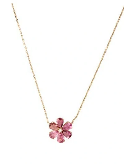 Pre-owned Kai Fine Jewelry 14k 1.80ctw Tourmaline & Diamond Flora Pendant Necklace, 17.75" In Multi