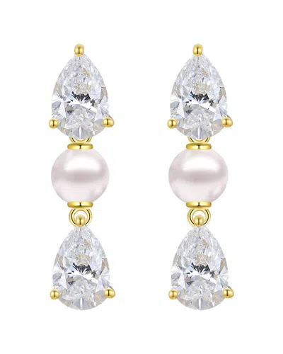 Kai Fine Jewelry 14k 2.00 Ct. Tw. Lab-grown Diamond & 4mm Pearl Drop Earrings In Gold
