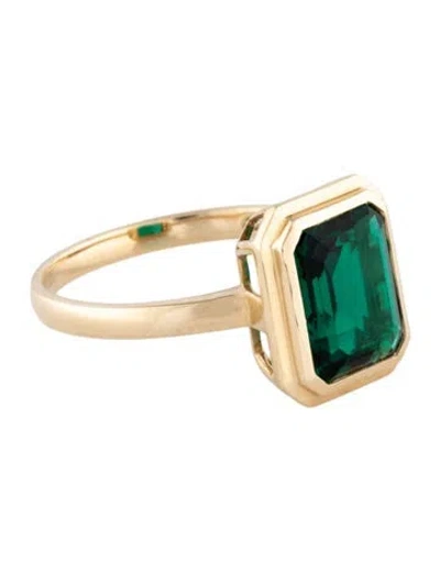 Pre-owned Kai Fine Jewelry 14k 2.00ct Synthetic Emerald Cocktail Ring In Multicolor