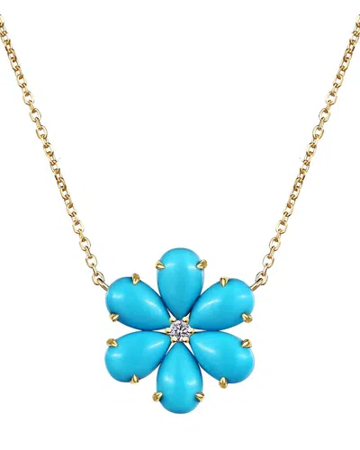 KAI FINE JEWELRY KAI FINE JEWELRY 14K 2.02 CT. TW. DIAMOND & TURQUOISE NECKLACE