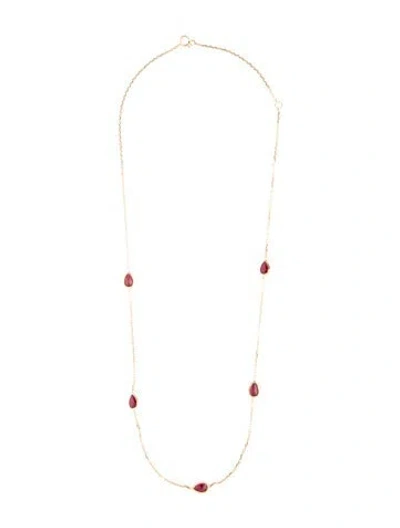 Pre-owned Kai Fine Jewelry 14k 2.25ctw Synthetic Ruby Station Necklace, 17.75" In Multicolor