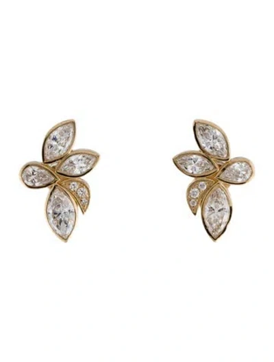 Pre-owned Kai Fine Jewelry 14k 2.37ctw Lab-grown Diamond Tropical Flower Stud Earrings In Multicolor