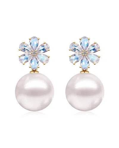 Kai Fine Jewelry 14k 2.43 Ct. Tw. Diamond & Moonstone & 12-13 Mm Pe In Gold