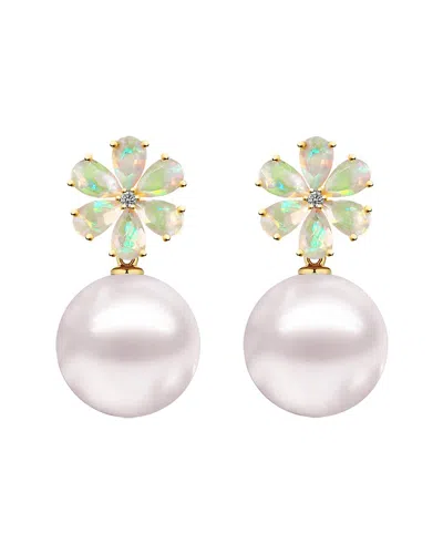 Kai Fine Jewelry 14k 2.43 Ct. Tw. Diamond & Opal & 12-13mm Pearl Drop Earrings