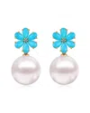 Kai Fine Jewelry 14k 2.43 Ct. Tw. Diamond & Turquoise & 12-13 Mm Pe In Multi