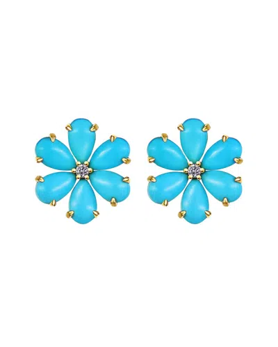 Kai Fine Jewelry 14k 2.43 Ct. Tw. Diamond & Turquoise Stud Earrings