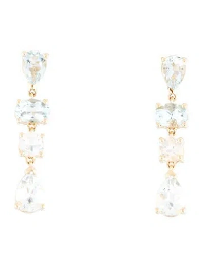Pre-owned Kai Fine Jewelry 14k 2.53ctw Aquamarine & Moonstone Drop Earrings In Multicolor