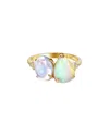 Kai Fine Jewelry 14k 2.63 Ct. Tw. Diamond & Moonstone; Opal Cocktail Ring In Gold