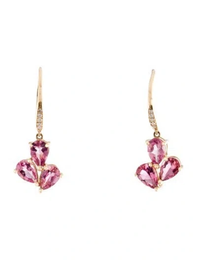 Pre-owned Kai Fine Jewelry 14k 2.80ctw Pink Tourmaline & Diamond Drop Earrings In Multi