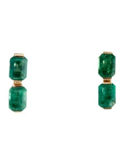 Pre-owned Kai Fine Jewelry 14k 3.04ctw Emerald Drop Earrings In Multi