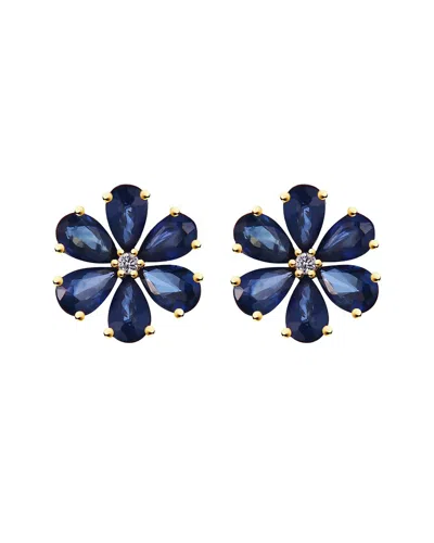 Kai Fine Jewelry 14k 3.43 Ct. Tw. Diamond & Sapphire Stud Earrings In Gold
