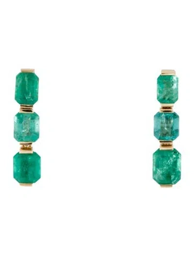 Pre-owned Kai Fine Jewelry 14k 3.53ct Emerald Drop Earrings In Multicolor