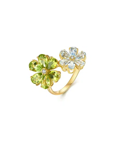 Kai Fine Jewelry 14k 3.93 Ct. Tw. Diamond & Peridot; Aquamarine Cocktail Ring