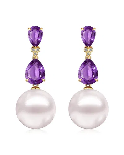 Kai Fine Jewelry 14k 4.03 Ct. Tw. Diamond & Amethyst & 12-13 Mm Pea In White