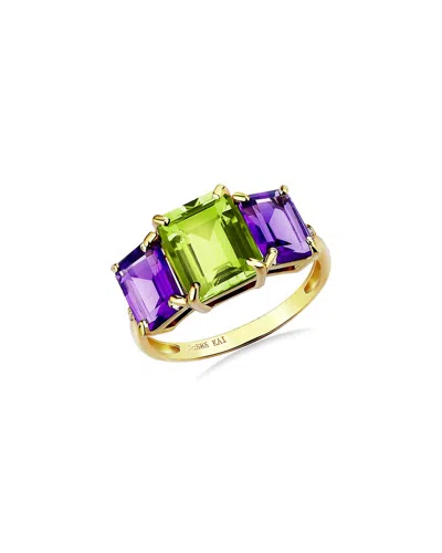 KAI FINE JEWELRY KAI FINE JEWELRY 14K 4.28 CT. TW. DIAMOND & PERIDOT; AMETHYST COCKTAIL RING