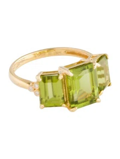 Pre-owned Kai Fine Jewelry 14k 5.00ctw Peridot & Diamond Three-stone Ring In Multi