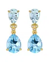 Kai Fine Jewelry 14k 5.83 Ct. Tw. Diamond & Aquamarine; Topaz Drop Earrings