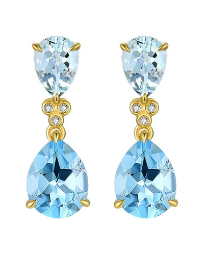 Kai Fine Jewelry 14k 5.83 Ct. Tw. Diamond & Aquamarine; Topaz Drop Earrings