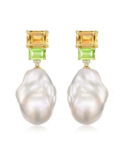 Kai Fine Jewelry 14k 6.53 Ct. Tw. Diamond & Citrine & Peridot & 16- In Metallic