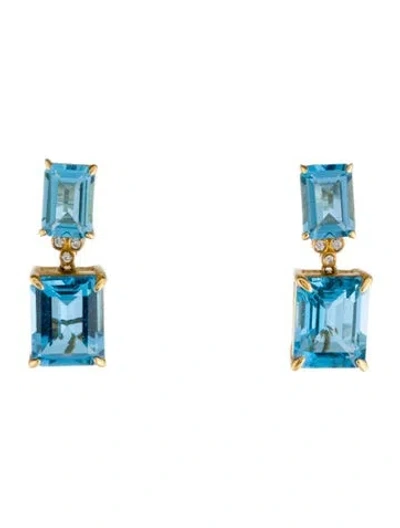 Pre-owned Kai Fine Jewelry 14k 6.60ctw Topaz & Diamond Drop Earrings In Multicolor