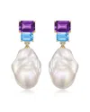Kai Fine Jewelry 14k 7.23 Ct. Tw. Diamond & Amethyst & Topaz & 16-1 In Gold