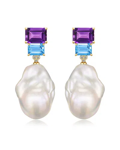 Kai Fine Jewelry 14k 7.23 Ct. Tw. Diamond & Amethyst & Topaz & 16-1 In Gold