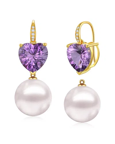 Kai Fine Jewelry 14k 7.25 Ct. Tw. Diamond & Amethyst & 12-13 Mm Pea In Gold