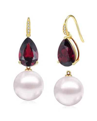 Kai Fine Jewelry 14k 7.25 Ct. Tw. Diamond & Garnet & 12-13 Mm Pearl In White