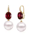 Kai Fine Jewelry 14k 7.45 Ct. Tw. Diamond & Garnet & 12-13 Mm Pearl In Metallic
