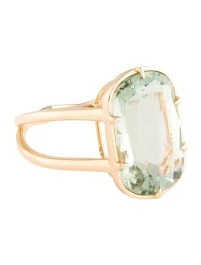 Pre-owned Kai Fine Jewelry 14k 7.46ct Prasiolite Reflection Double Band Twist Ring In Multi