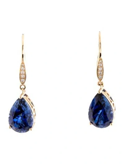 Pre-owned Kai Fine Jewelry 14k 8.00ctw Synthetic Sapphire & Lab-grown Diamond Drop Earrings In Multi