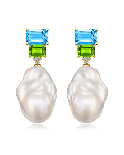 Kai Fine Jewelry 14k 8.83 Ct. Tw. Diamond & Topaz & Peridot & 16-17 In Metallic