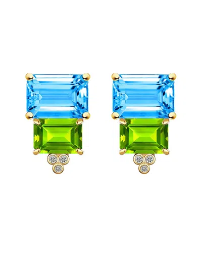 KAI FINE JEWELRY KAI FINE JEWELRY 14K 8.83 CT. TW. DIAMOND & TOPAZ; PERIDOT STUD EARRINGS