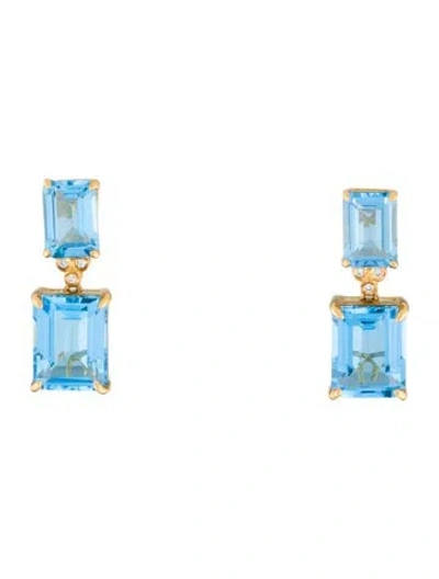 Pre-owned Kai Fine Jewelry 14k 9.00ctw Topaz & Diamond Drop Earrings In Multi