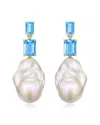 Kai Fine Jewelry 14k 9.03 Ct. Tw. Diamond & Blue Topaz & 16-17mm Ba In Gold
