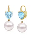 Kai Fine Jewelry 14k 9.85 Ct. Tw. Diamond & Blue Topaz & 12-13 Mm P In Gold
