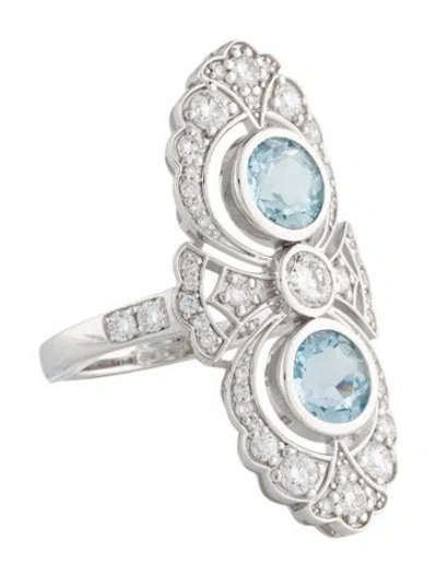 Pre-owned Kai Fine Jewelry 14k Aquamarine & Lab-grown Diamond Heirloom Revival Cocktail Ring In Multi