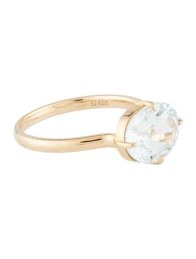 Pre-owned Kai Fine Jewelry 14k Aquamarine East-west Cocktail Ring In Multicolor