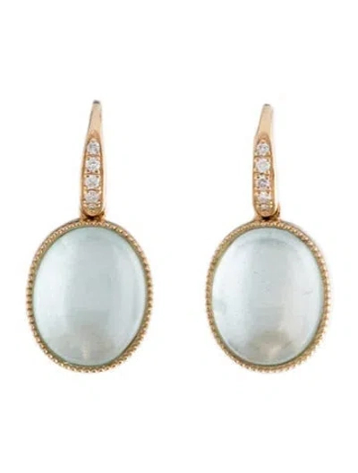 Pre-owned Kai Fine Jewelry 14k Diamond & Aquamarine Drop Earrings In Multicolor