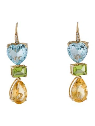 Pre-owned Kai Fine Jewelry 14k Diamond & Multistone Convertible Drop Earrings