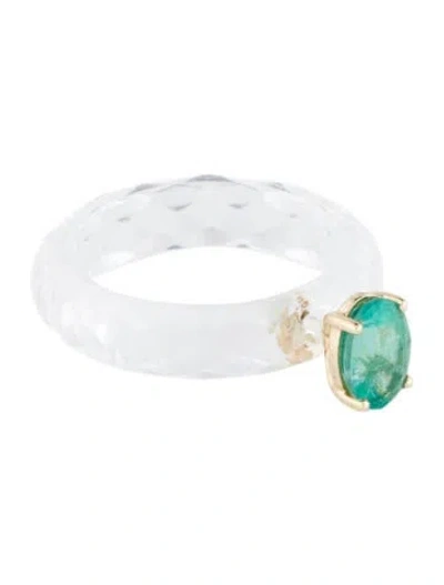 Pre-owned Kai Fine Jewelry 14k Emerald And Synthetic Sapphire Cocktail Ring In Multi