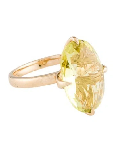Pre-owned Kai Fine Jewelry 14k Lemon Quartz Cocktail Ring In Multi