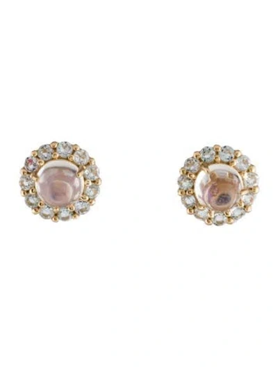 Pre-owned Kai Fine Jewelry 14k Moonstone & Aquamarine Stud Earrings In Multi