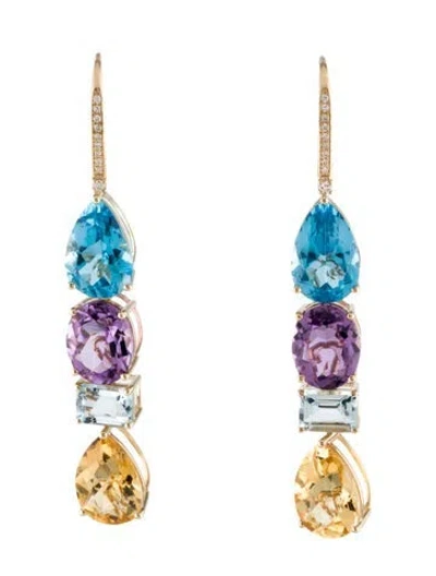 Pre-owned Kai Fine Jewelry 14k Multistone & Diamond Convertible Drop Earrings