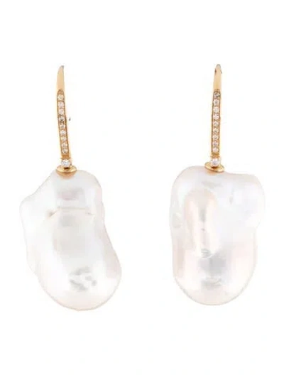 Pre-owned Kai Fine Jewelry 14k Paradise Pearl & Diamond Convertible Drop Earrings In Multicolor