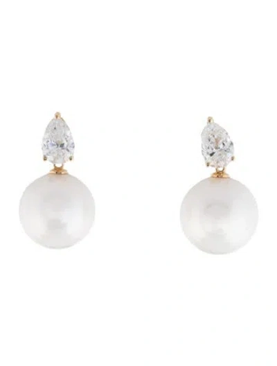 Pre-owned Kai Fine Jewelry 14k Pearl & Lab-grown Diamond Convertible Venus Tears Drop Earrings In Multicolor