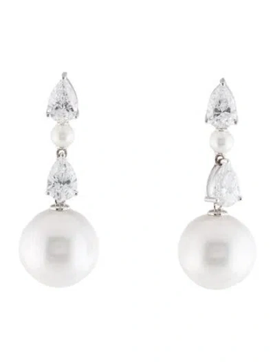 Pre-owned Kai Fine Jewelry 14k Pearl & Lab-grown Diamond Drop Earrings In Multi