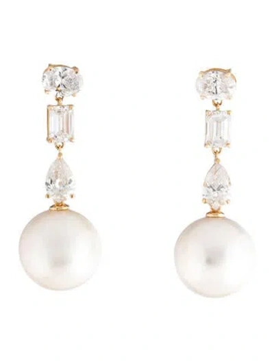 Pre-owned Kai Fine Jewelry 14k Pearl & Lab-grown Diamond Drop Earrings In Multicolor