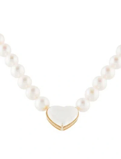 Pre-owned Kai Fine Jewelry 14k Pearl & Moonstone Labradorite Pendant Necklace, 16.5" In Multi